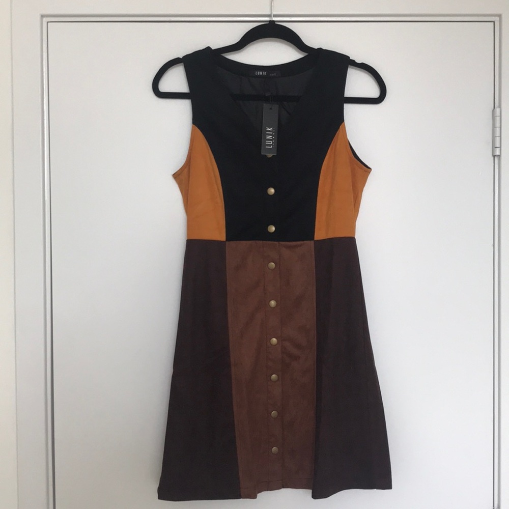 *NEW* Suede colorblock dress